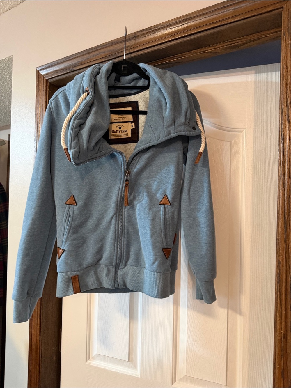 Naketano Light Blue Hooded Zip-Up Sweatshirt with Rope Drawstrings